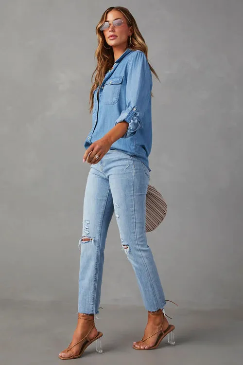 Trending Vibe Button Down Long Sleeve Top - 2 Colors