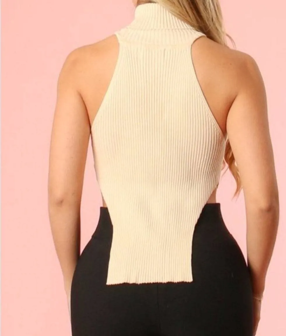 Turtleneck Front Ring Top (Beigh)