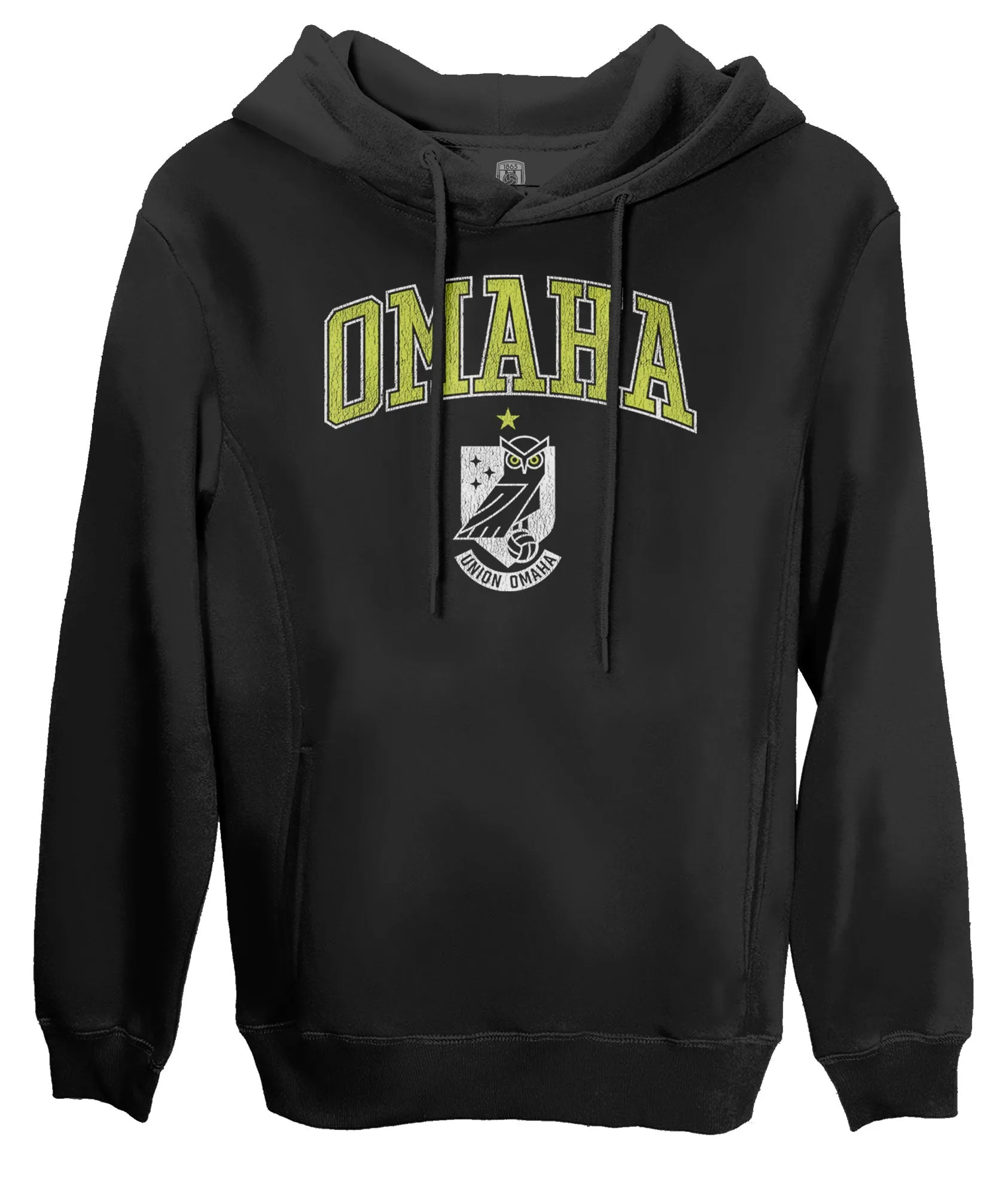 Union Omaha Athletic Wordmark Fleece Pullover Hoodie - Black