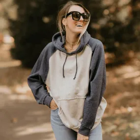 Vintage Heather Hoodie - Oatmeal & Navy