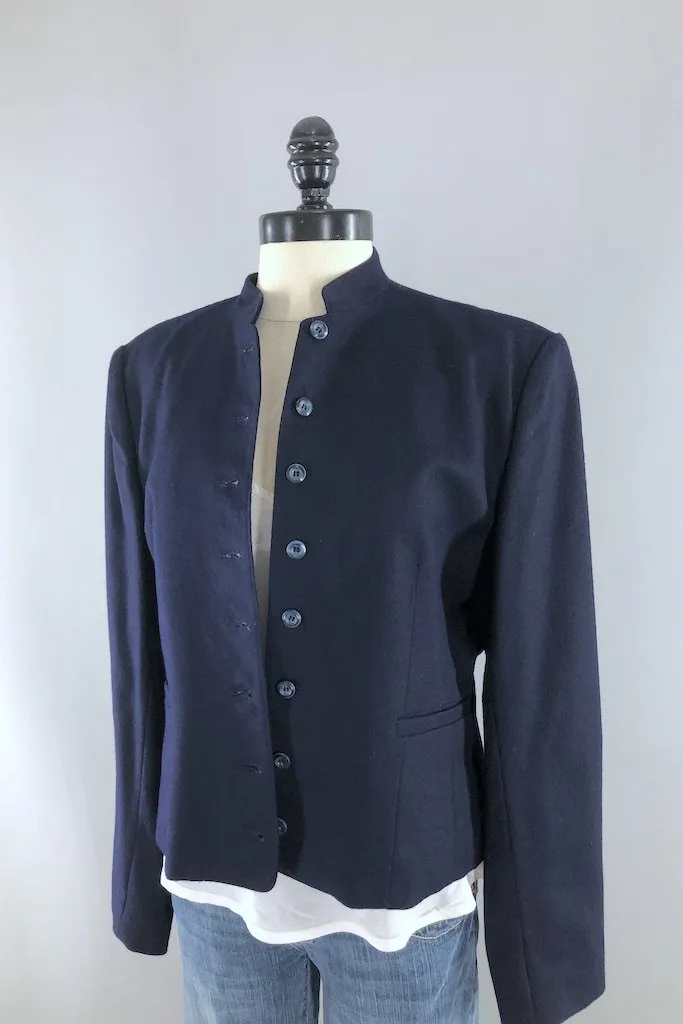 Vintage Navy Wool Blazer