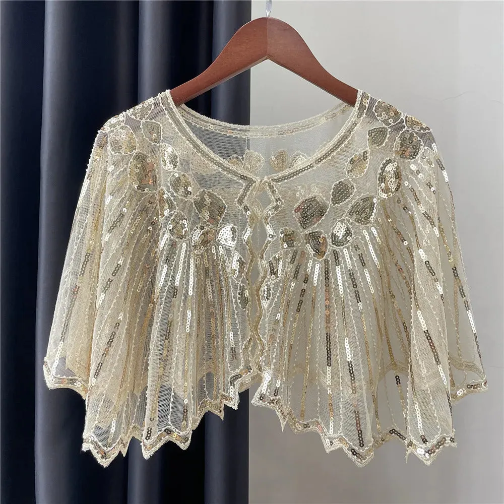 Vintage Sequin Flapper Cape Shrug