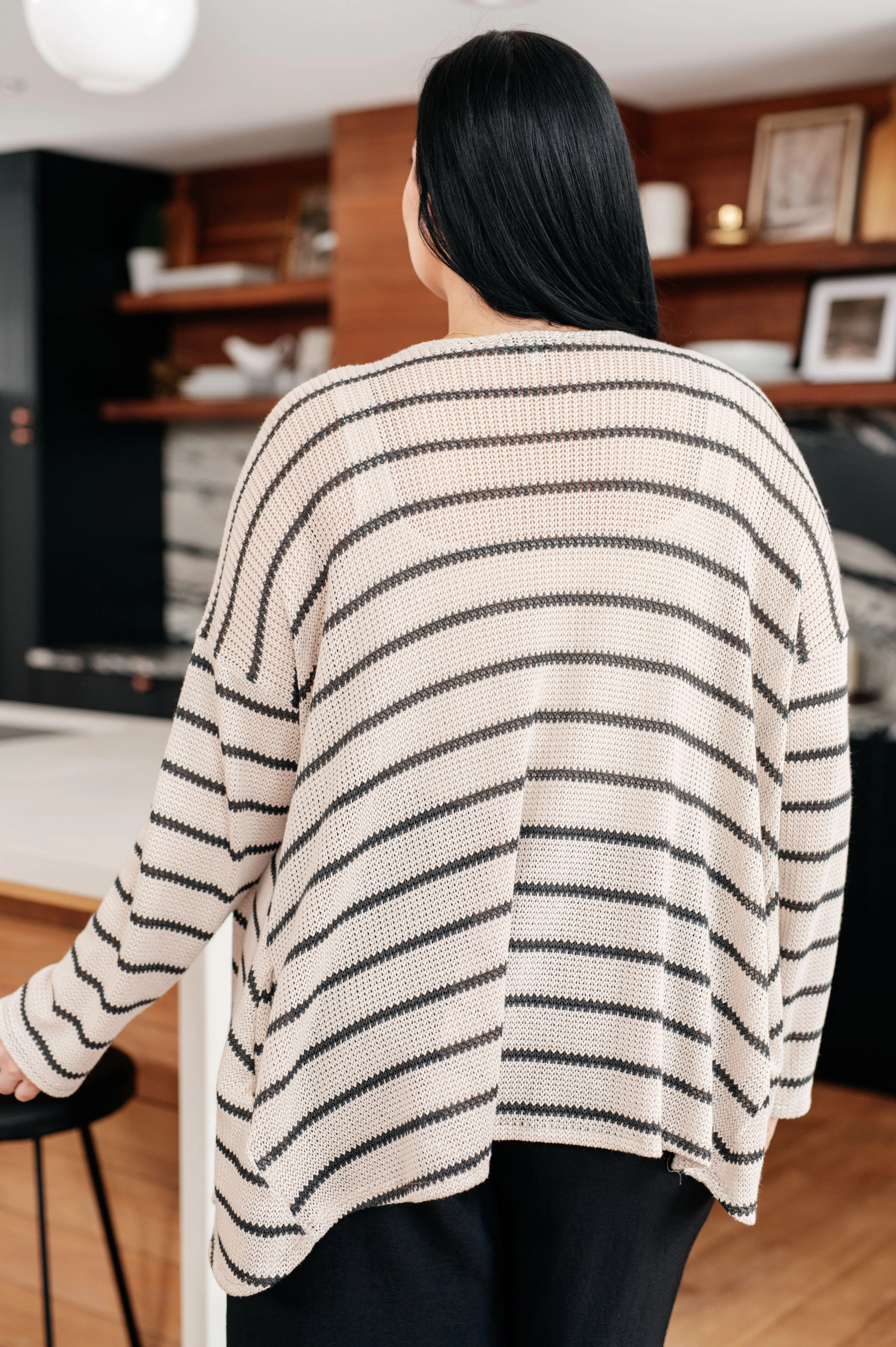 Weekend Adventure Striped Longline Cardigan - White Birch