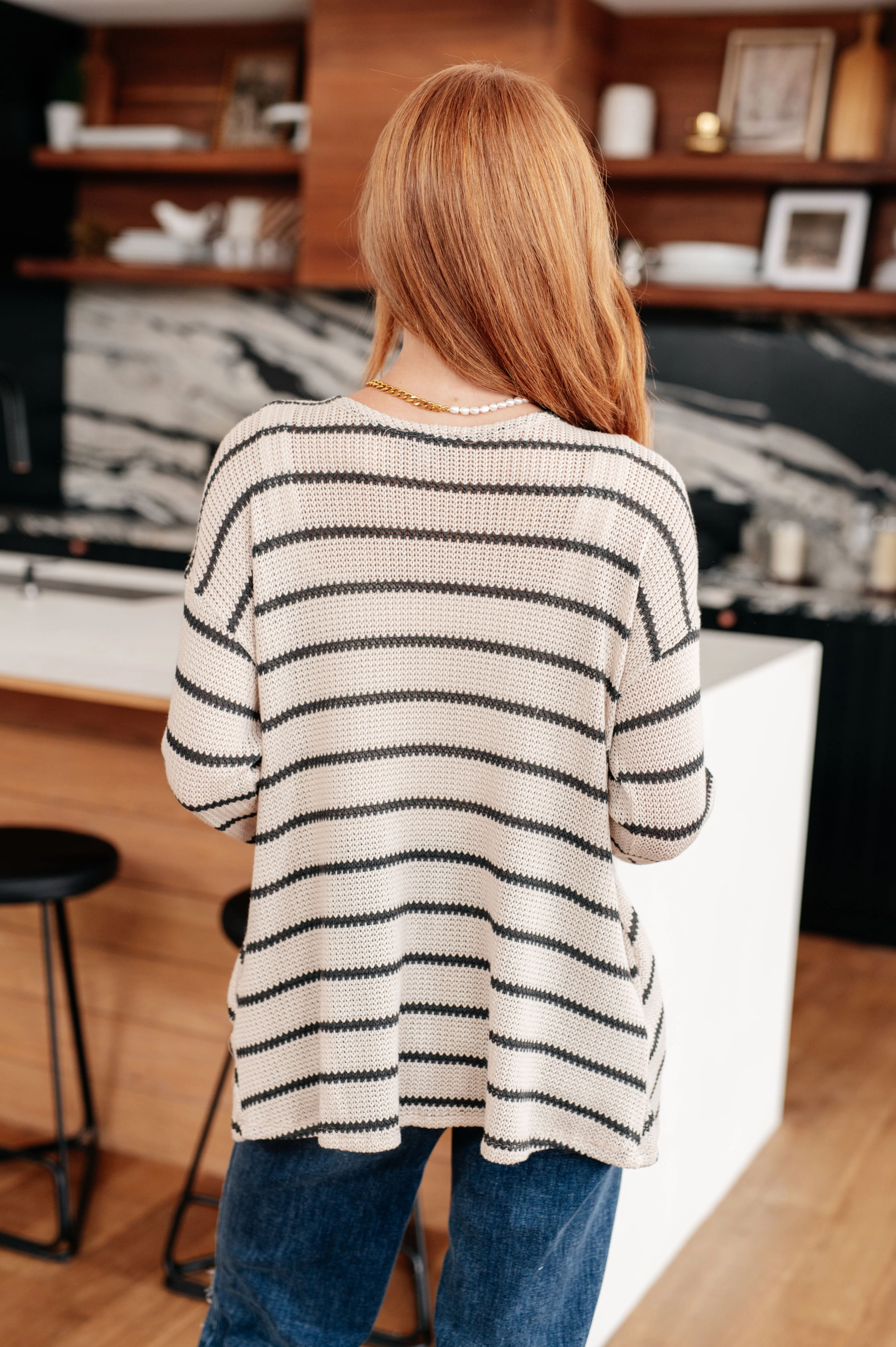 Weekend Adventure Striped Longline Cardigan - White Birch