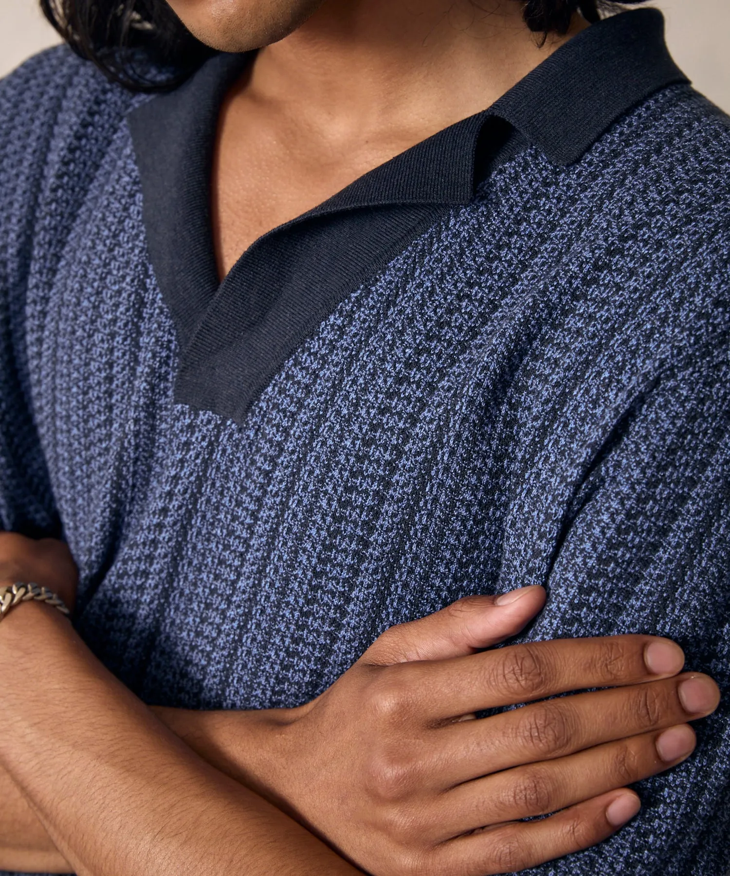 Weston Sweater Polo in Blue Note