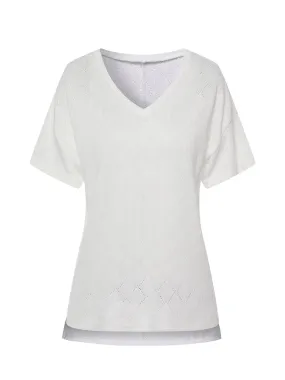 White 1930s V-Neck Solid Top