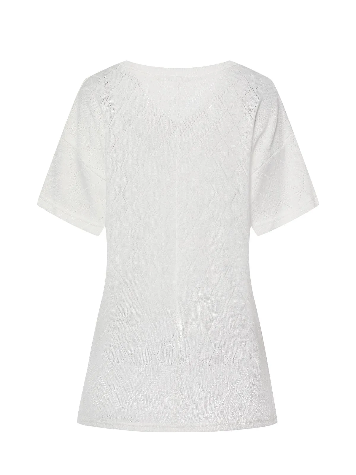 White 1930s V-Neck Solid Top