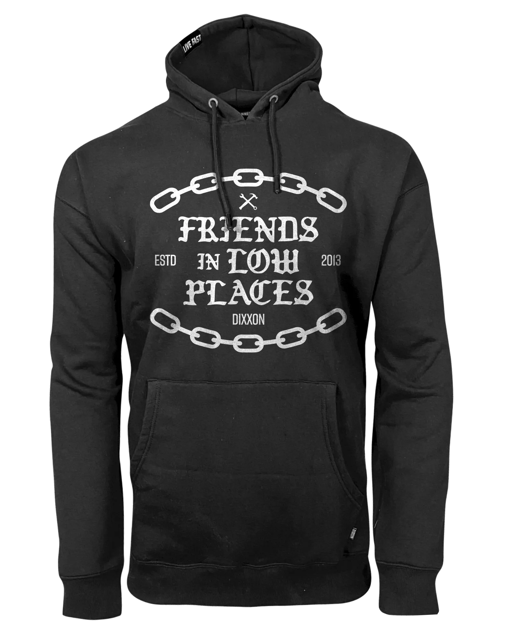 White Friends in Low Places Pullover Hoodie - Black