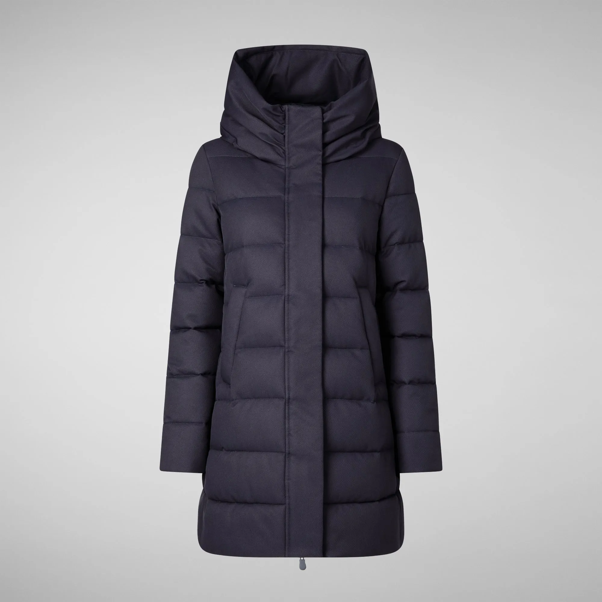 Woman's hooded coat Tatiana in blue black