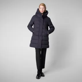 Woman's hooded coat Tatiana in blue black