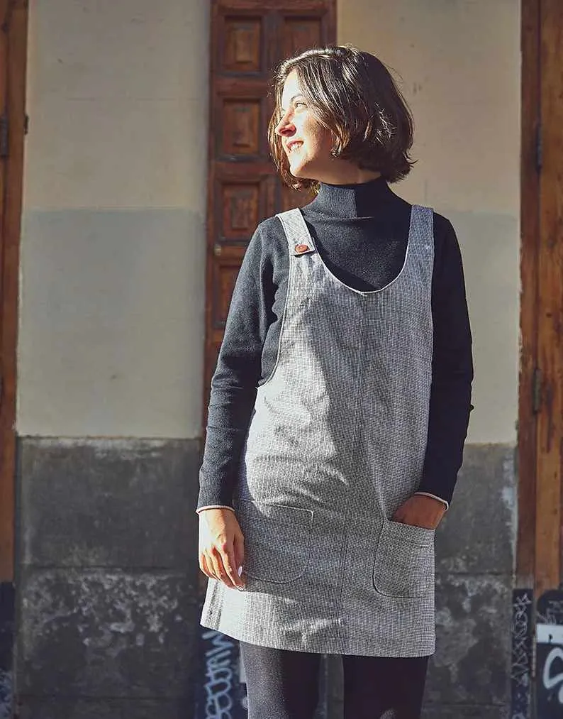 Woman's Toronto Pinafore Dress Sewing Pattern, Ikatee