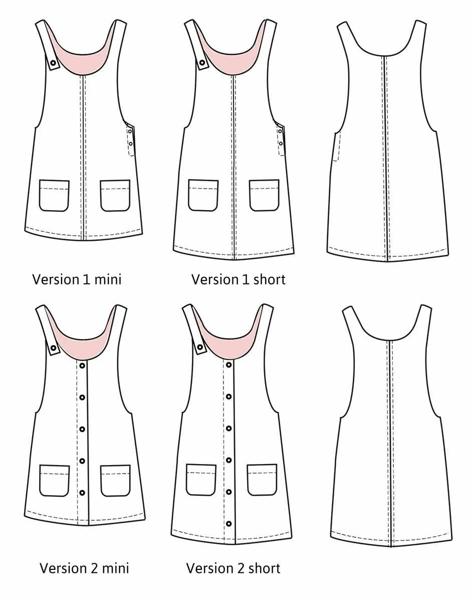 Woman's Toronto Pinafore Dress Sewing Pattern, Ikatee