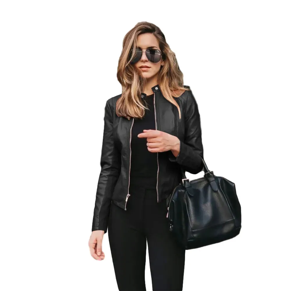 Women Coat PU Leather Outwear Spring Autumn Thin Jacket*