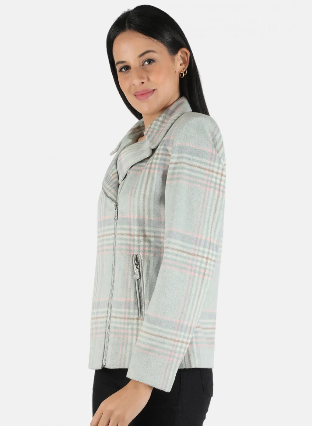 Women Grey Check Coat