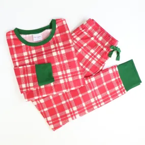 Women's Knit Pajama Set - Crimson Plaid