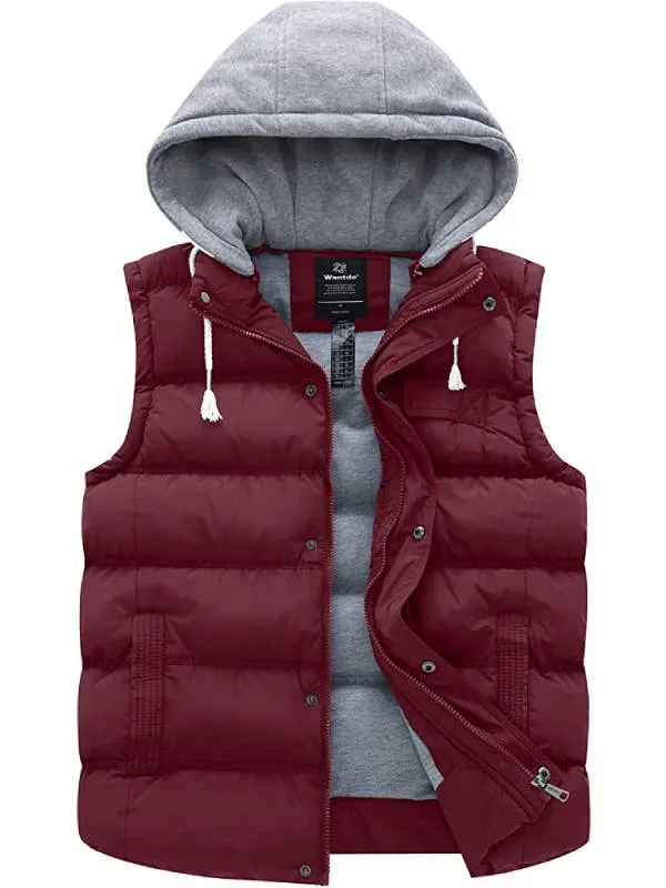 Women's Quilted Puffer Vest Padding With Removable Hooded