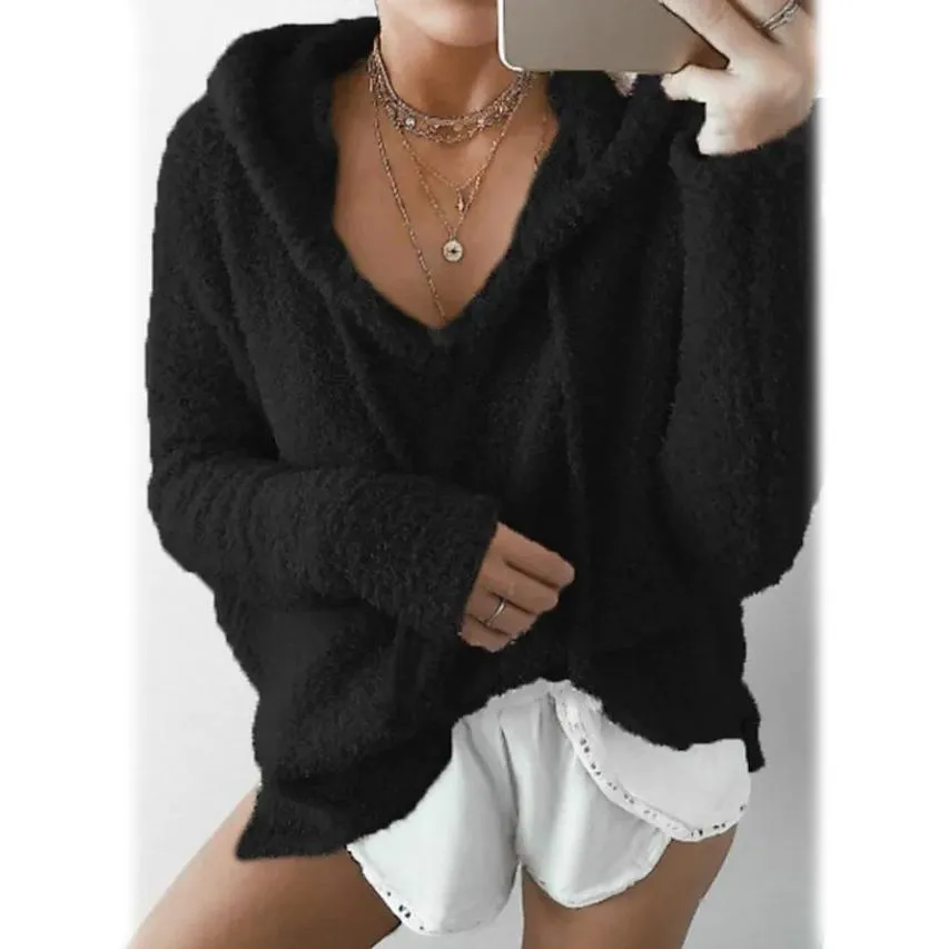 Women's Teddy Coat Plain Daily Basic Loose Hoodie