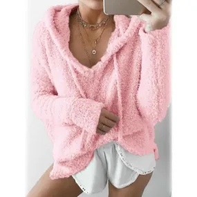 Women's Teddy Coat Plain Daily Basic Loose Hoodie