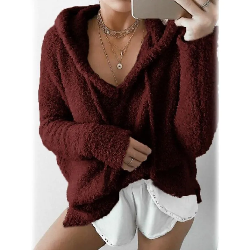 Women's Teddy Coat Plain Daily Basic Loose Hoodie