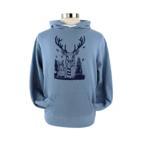 Woodland Animals Unisex Pullover Hoodie in Sky Blue