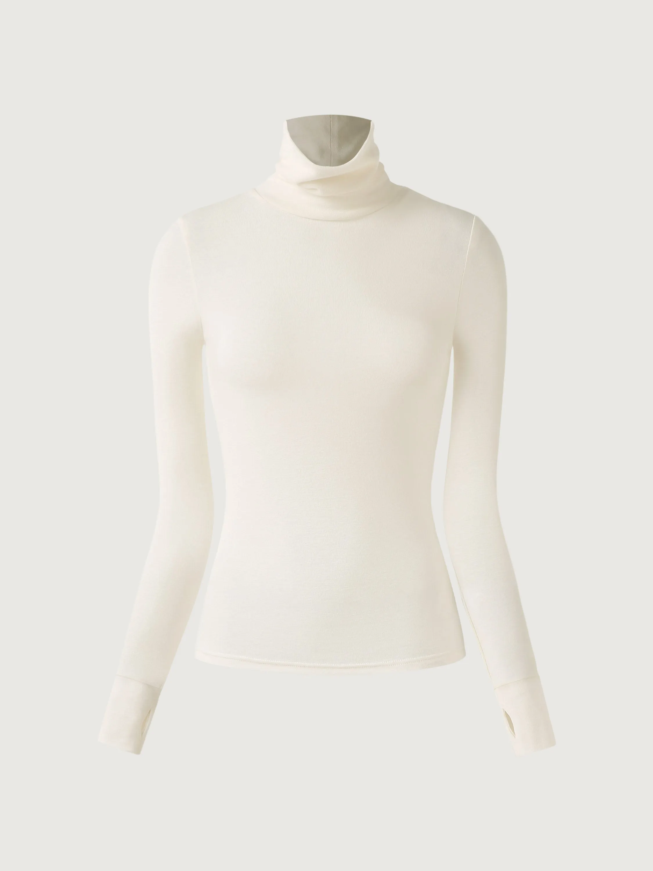 Wool Semi-Sheer Turtleneck Top