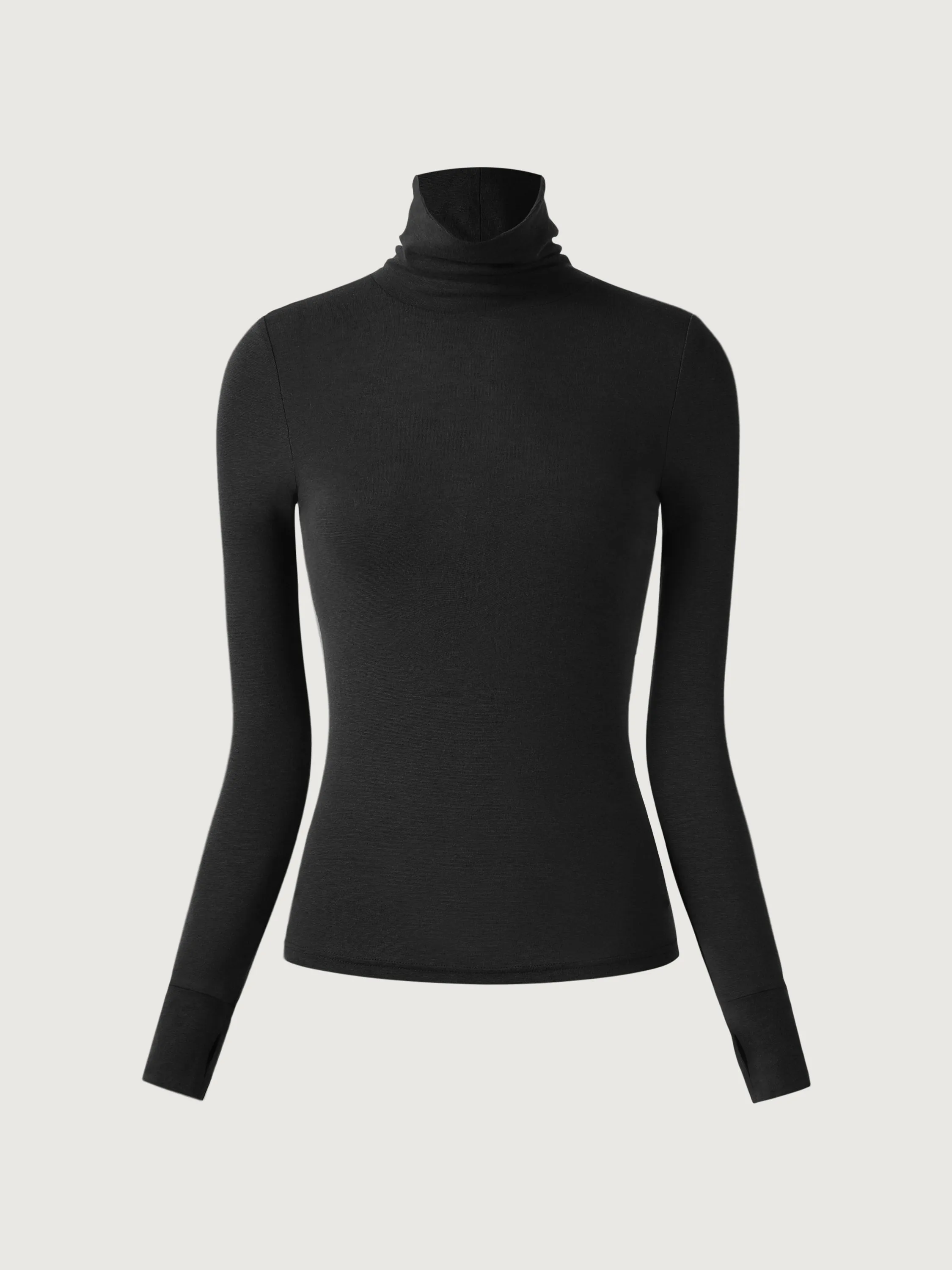 Wool Semi-Sheer Turtleneck Top