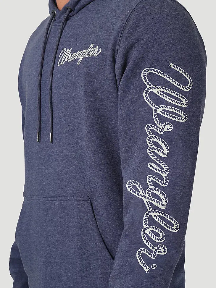 Wrangler Rope Logo Hoodie in Denim Heather