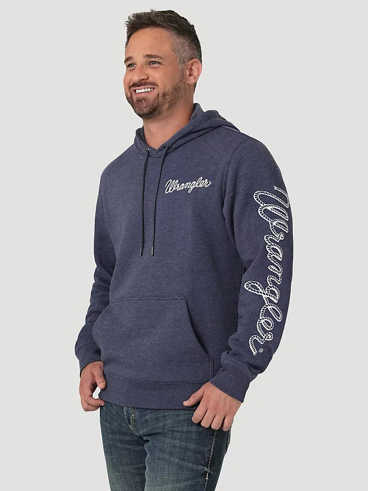 Wrangler Rope Logo Hoodie in Denim Heather