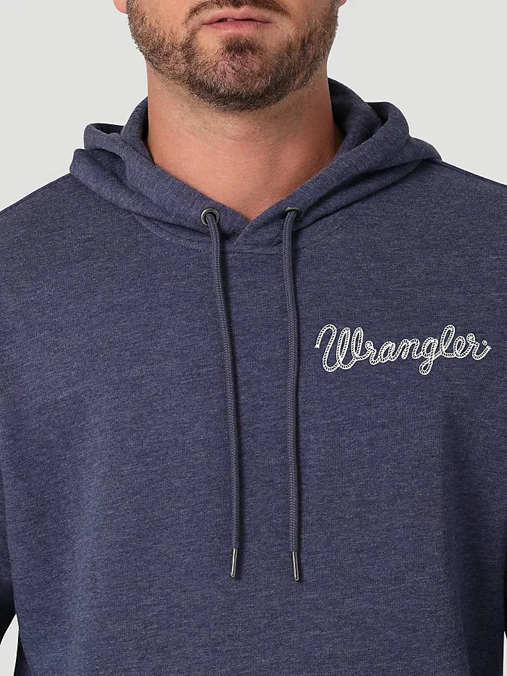 Wrangler Rope Logo Hoodie in Denim Heather