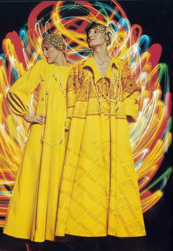 Zandra Rhodes Vintage 1969 'Knitted Circle' Collection Yellow Trompe L'oeil 'Butterfly' Coat (Britt Ekland Owned)