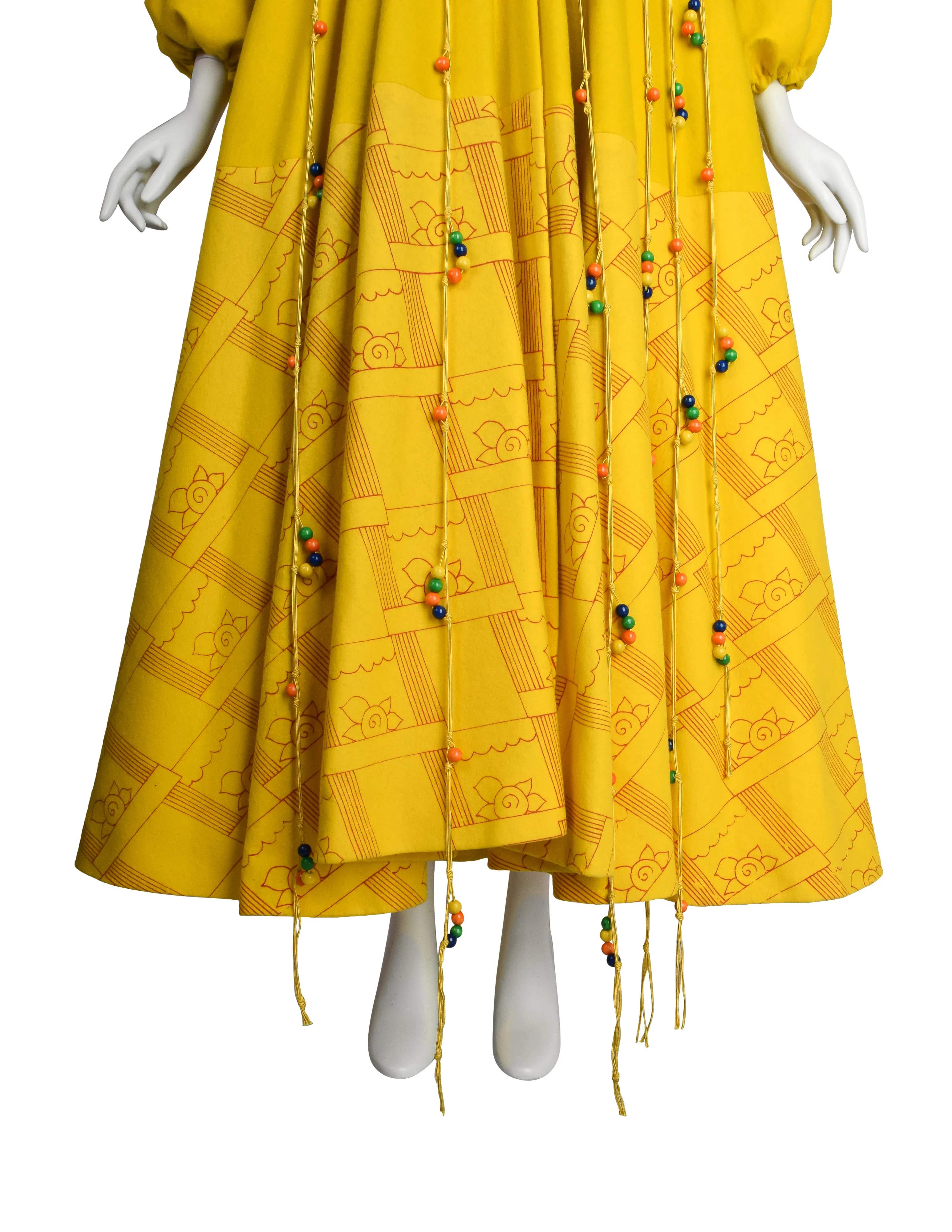 Zandra Rhodes Vintage 1969 'Knitted Circle' Collection Yellow Trompe L'oeil 'Butterfly' Coat (Britt Ekland Owned)