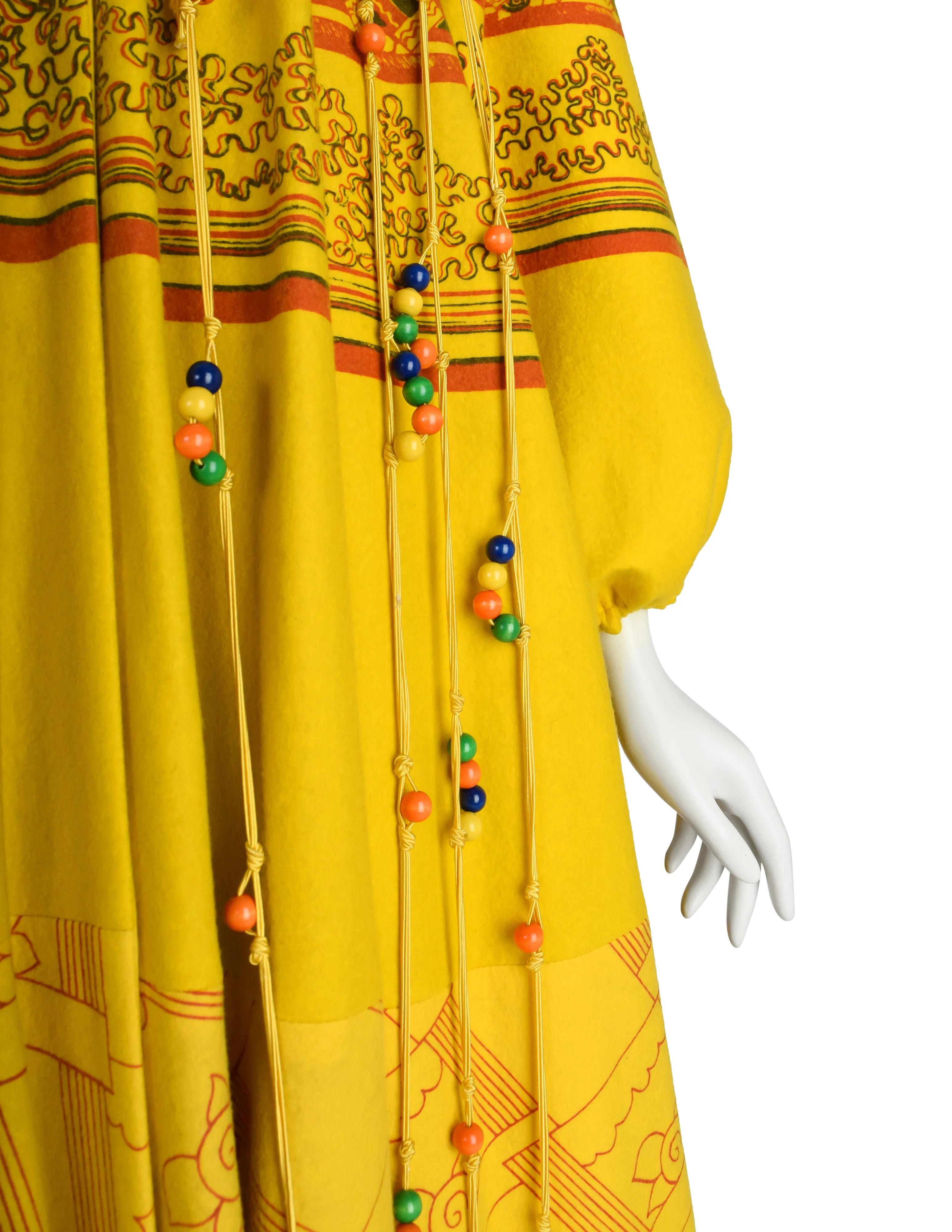 Zandra Rhodes Vintage 1969 'Knitted Circle' Collection Yellow Trompe L'oeil 'Butterfly' Coat (Britt Ekland Owned)