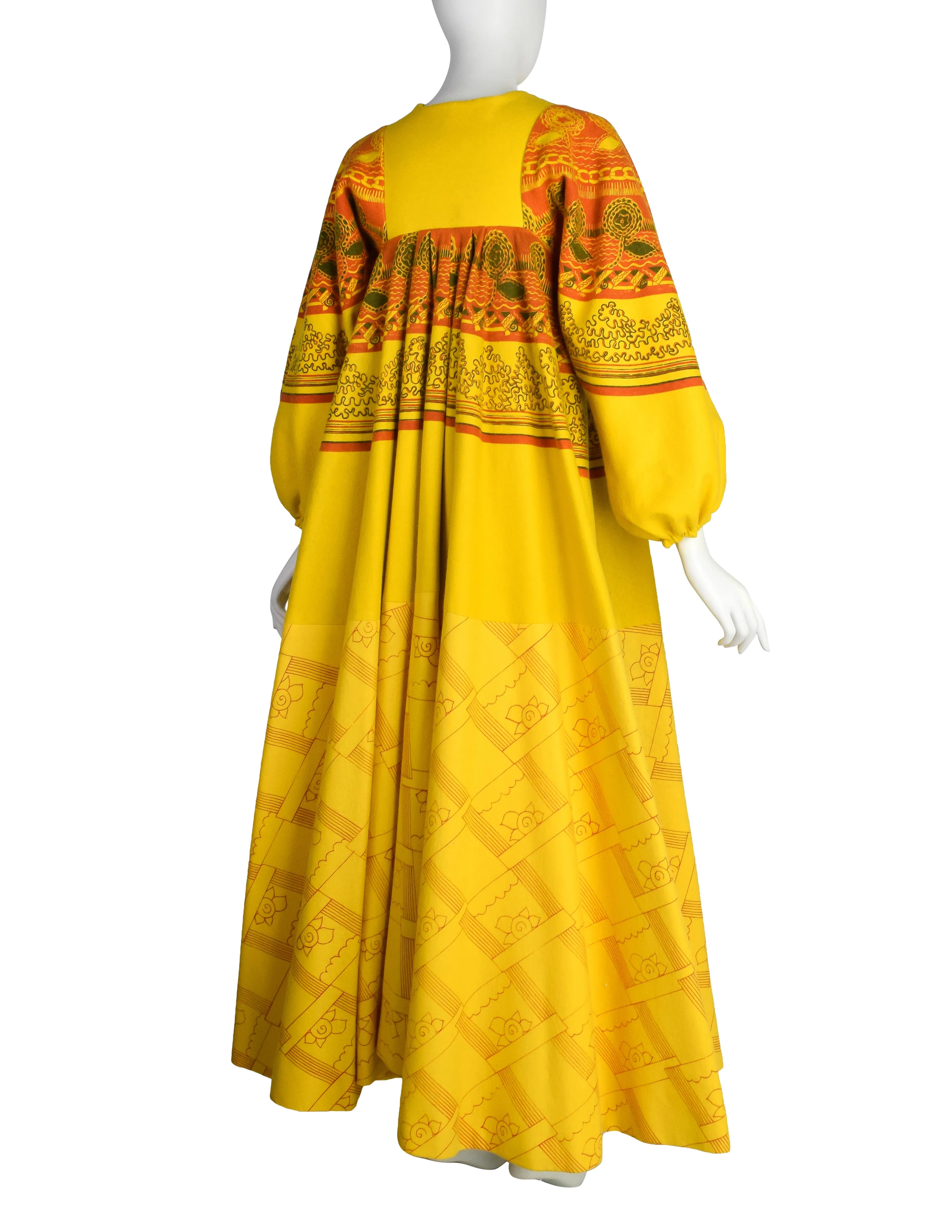 Zandra Rhodes Vintage 1969 'Knitted Circle' Collection Yellow Trompe L'oeil 'Butterfly' Coat (Britt Ekland Owned)