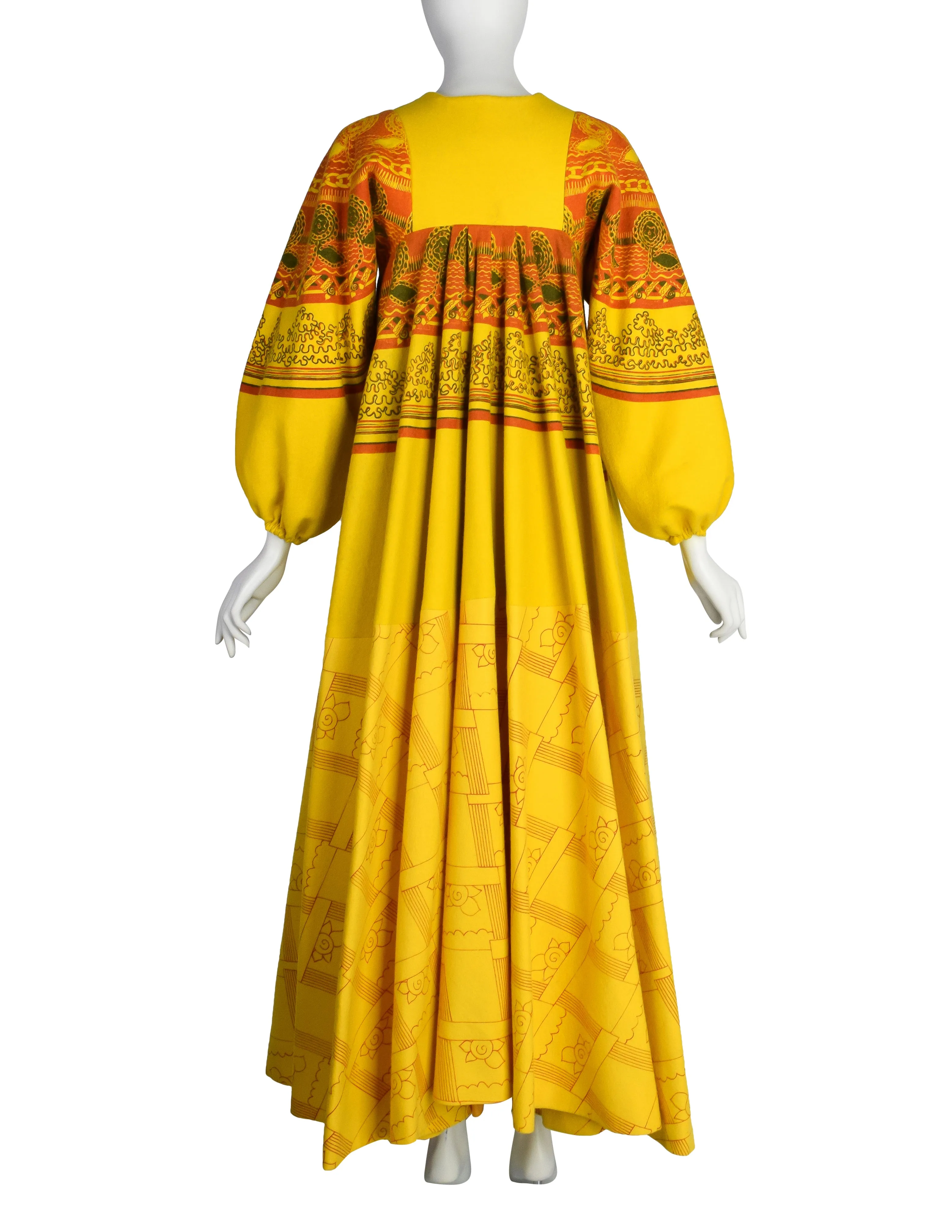 Zandra Rhodes Vintage 1969 'Knitted Circle' Collection Yellow Trompe L'oeil 'Butterfly' Coat (Britt Ekland Owned)