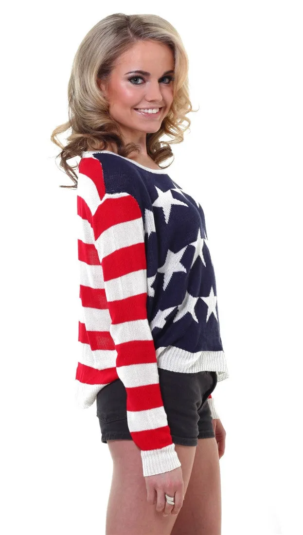 Zendo Reversed American Flag Pullover Sweater