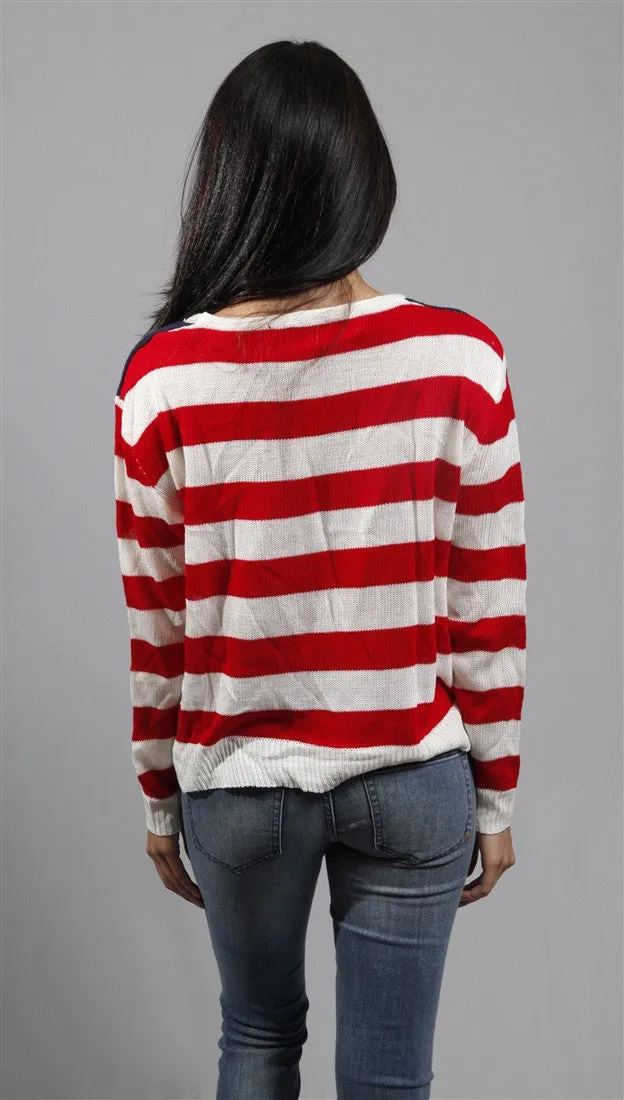 Zendo Reversed American Flag Pullover Sweater