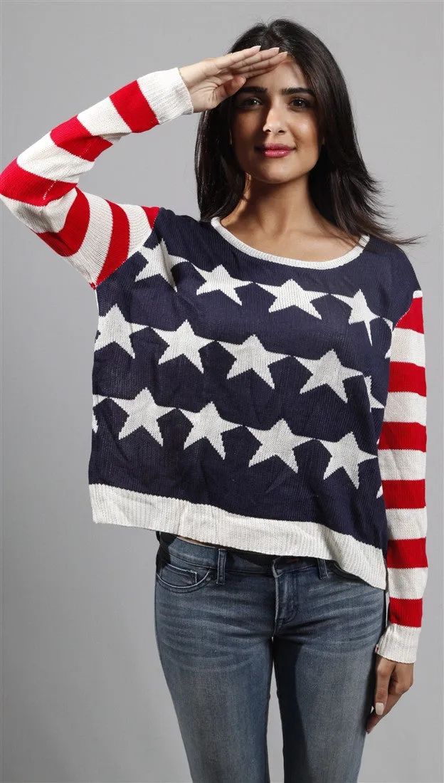 Zendo Reversed American Flag Pullover Sweater