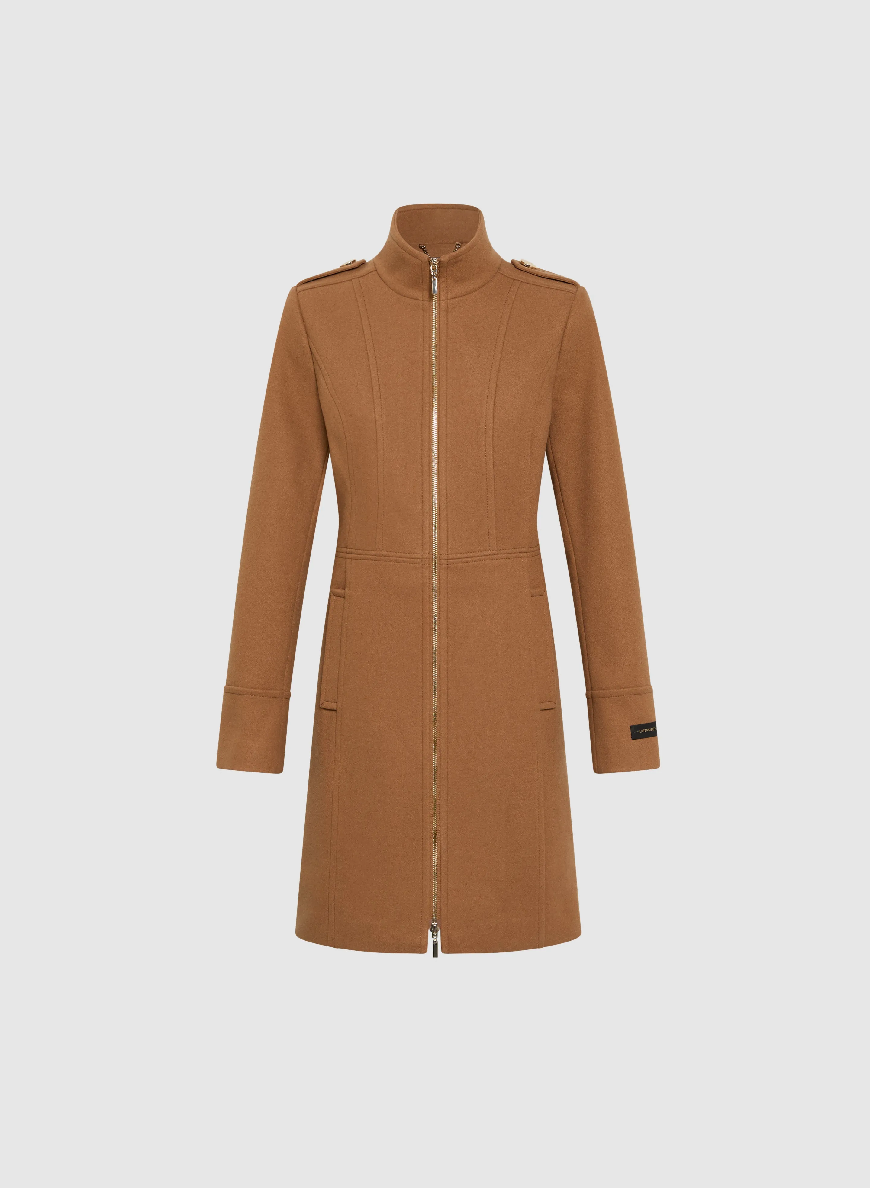 Zip Front Wool-Blend Coat